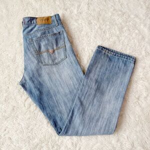 VTG Guess Men Light Blue Delmar Slim Straight Jean US31 Western 90s Western
